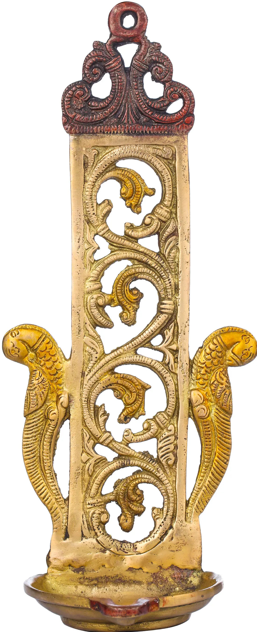11" Brass Wall Hanging Puja Lamp Handmade