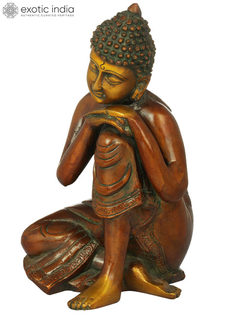 8" Tibetan Buddhist Deity Thinking Buddha In Brass | Handmade | Made In India