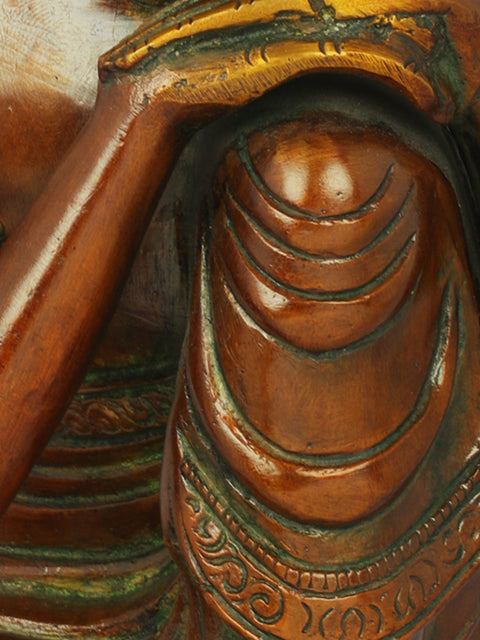 8" Tibetan Buddhist Deity Thinking Buddha In Brass | Handmade | Made In India