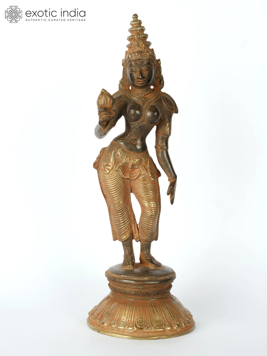 10" Handmade Brass Goddess Parvati Statue Triple Bent Posture