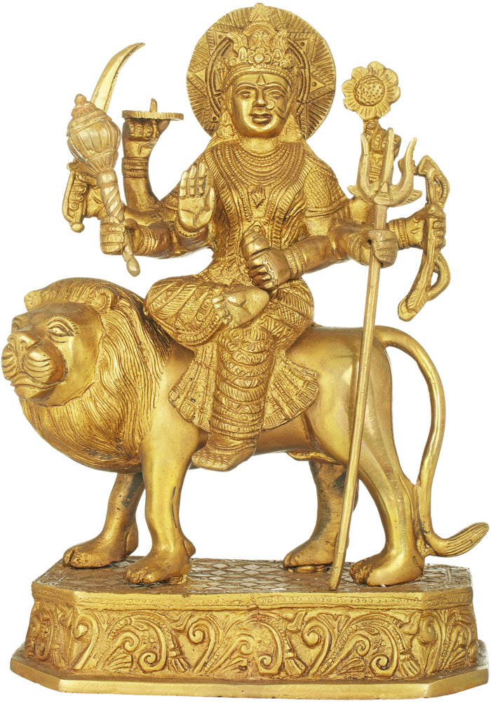 12" Sheran-wali Mata (Goddess Durga) In Brass | Handmade | Made In India