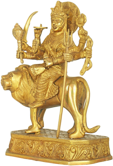 12" Sheran-wali Mata (Goddess Durga) In Brass | Handmade | Made In India