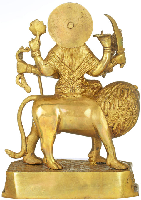 12" Sheran-wali Mata (Goddess Durga) In Brass | Handmade | Made In India