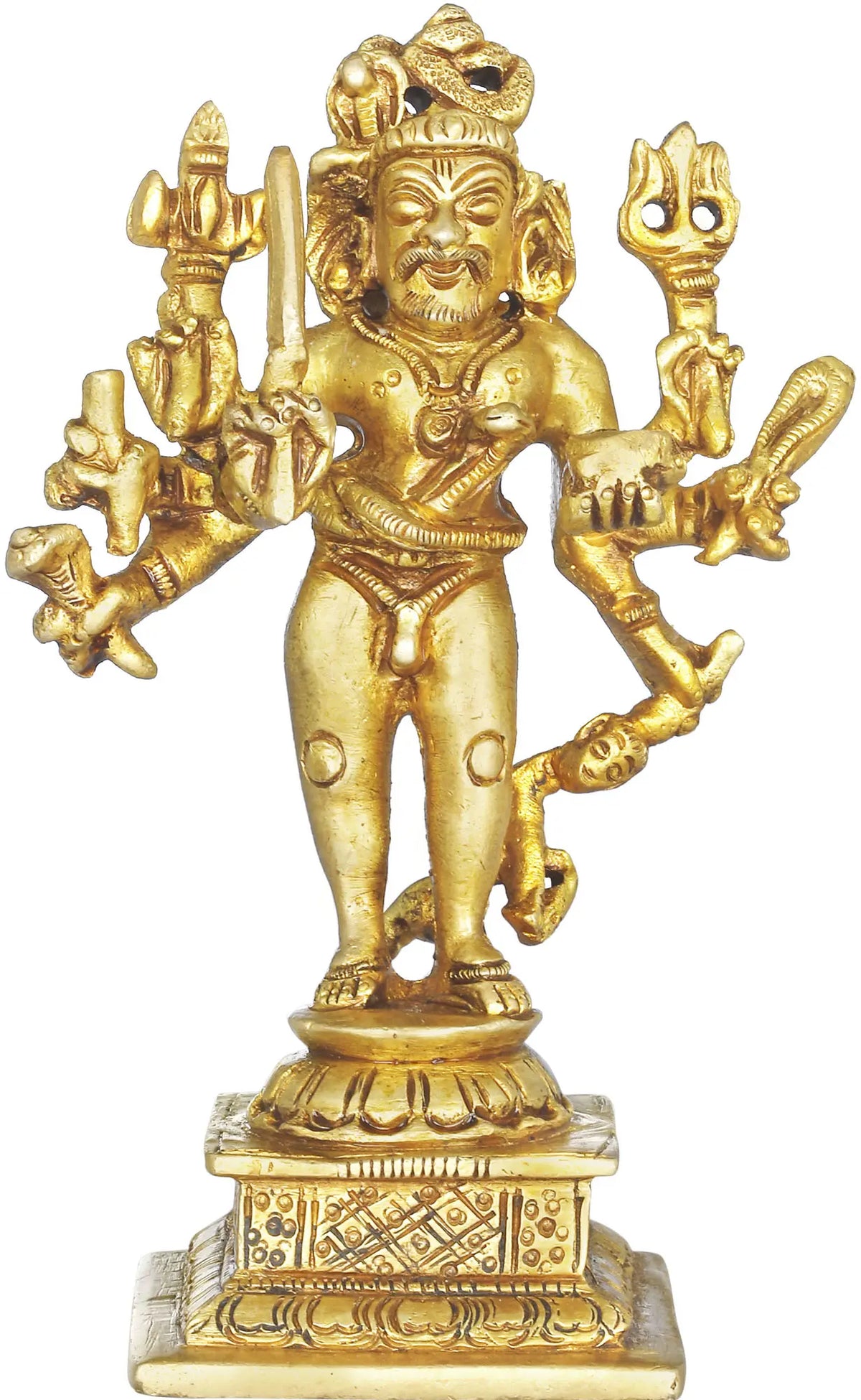 5" Bhairava Brass Statue - The Incarnation of Shiva | Handmade