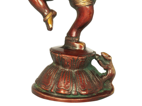 8" Dancing Ganesha Brass Sculpture | Handmade | Made in India