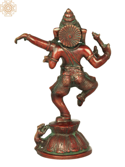 8" Dancing Ganesha Brass Sculpture | Handmade | Made in India