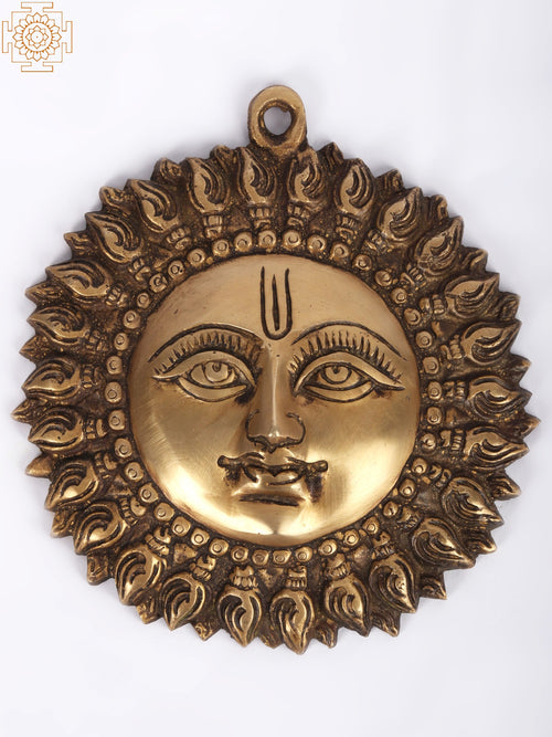 Brass Surya Wall Hanging with Vastu Shankh Design