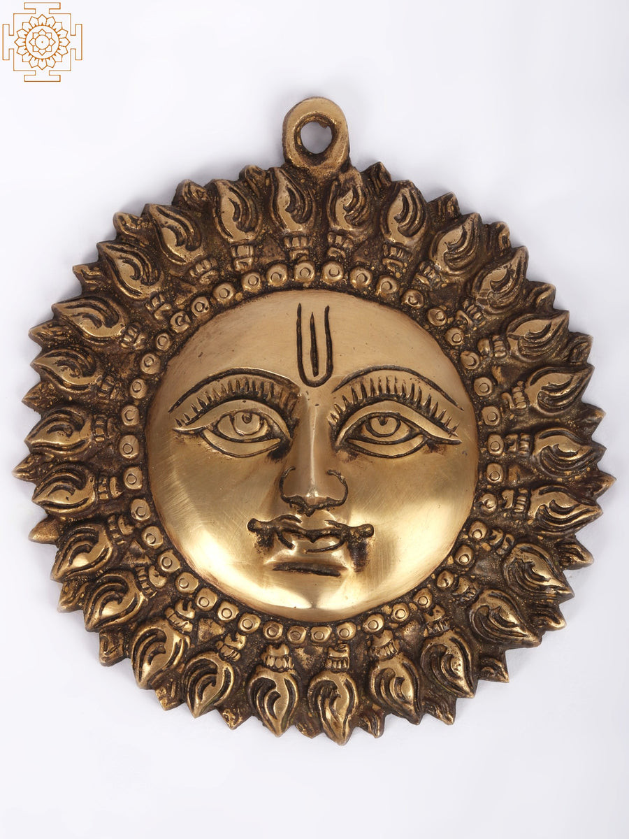 Brass Surya Wall Hanging with Vastu Shankh Design
