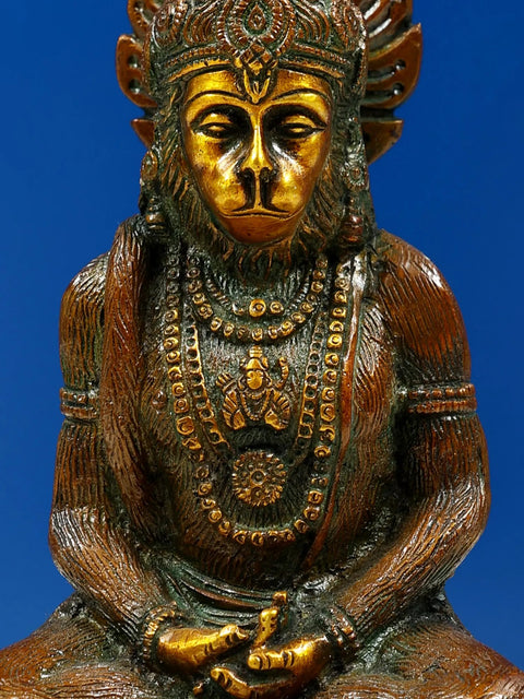 Lord Hanuman Idol in Dhyana Mudra | Handmade Brass Statue | Made in India