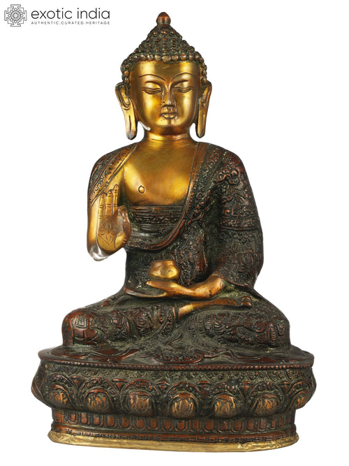 12" Preaching Buddha Brass Statue Handmade Tibetan Buddhist Deity