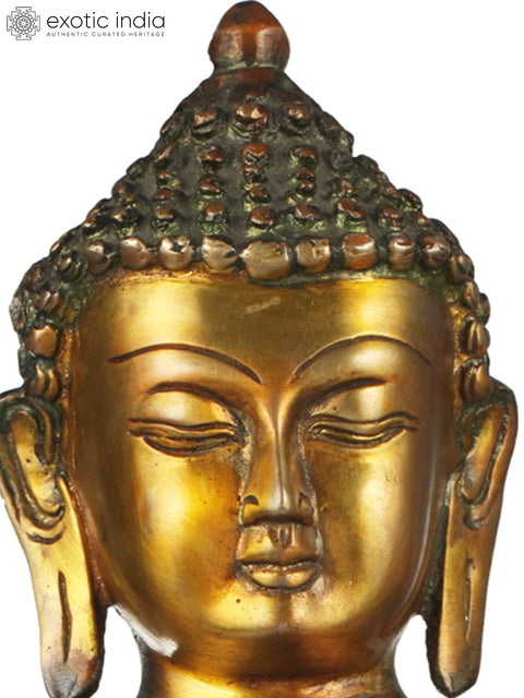 12" Tibetan Buddhist Deity Preaching Buddha Wearing a Carved Robe In Brass | Handmade | Made In India