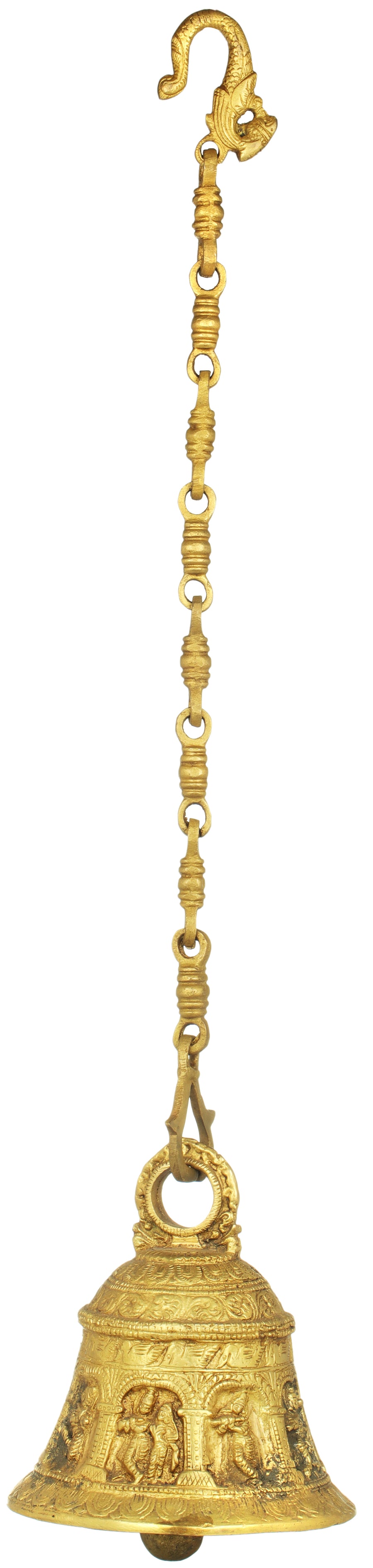 6" Handmade Krishna Brass Temple Hanging Bell