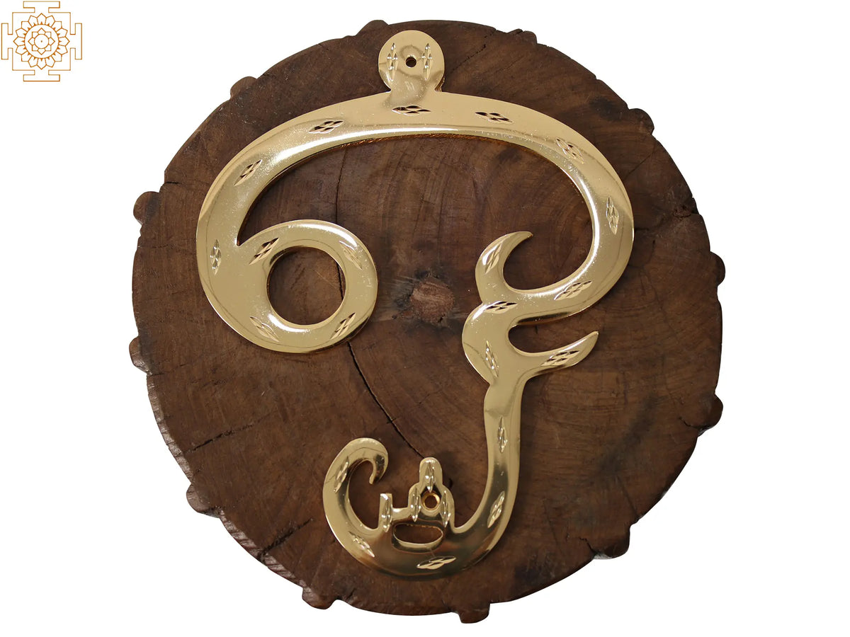 6" Small Tamil Om Wall Hanging Statue in Brass