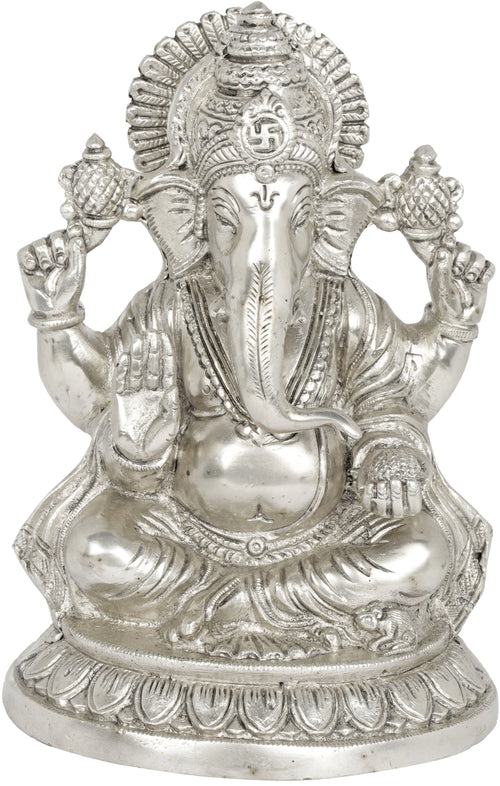 8" Lord Ganesha Handmade Brass Statue for Pooja