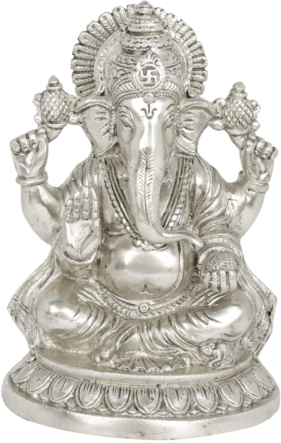 8" Lord Ganesha Handmade Brass Statue for Pooja
