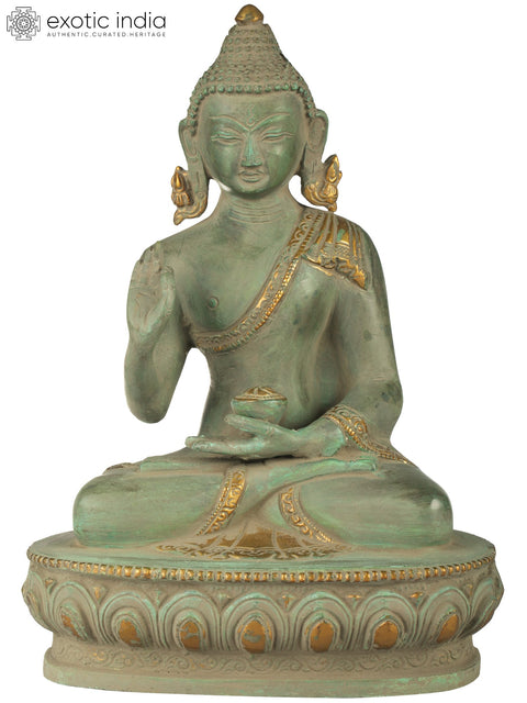 10" Tibetan Buddhist Shakyamuni Buddha in Preaching Mudra In Brass | Handmade | Made In India