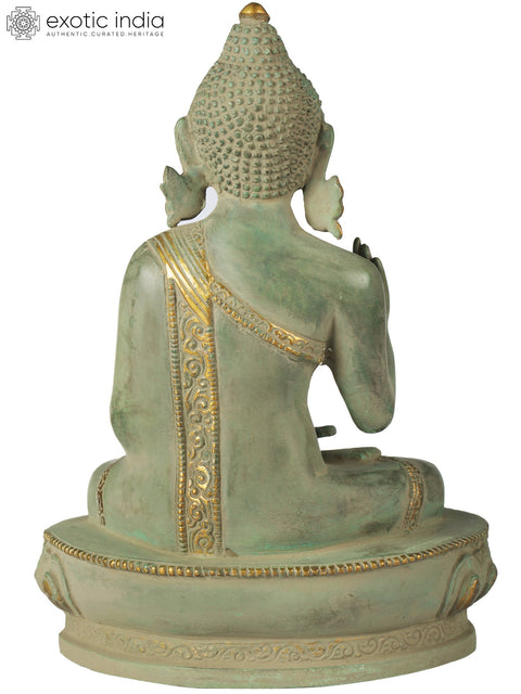 10" Tibetan Buddhist Shakyamuni Buddha in Preaching Mudra In Brass | Handmade | Made In India