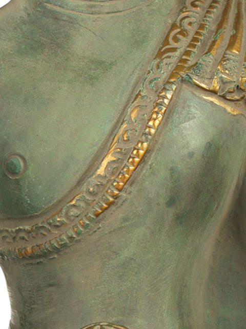 10" Tibetan Buddhist Shakyamuni Buddha in Preaching Mudra In Brass | Handmade | Made In India
