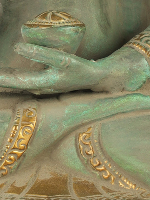 10" Tibetan Buddhist Shakyamuni Buddha in Preaching Mudra In Brass | Handmade | Made In India