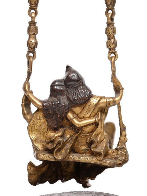 34" Radha Krishna on a Swing – Large Brass Statue | Handmade | Made in India