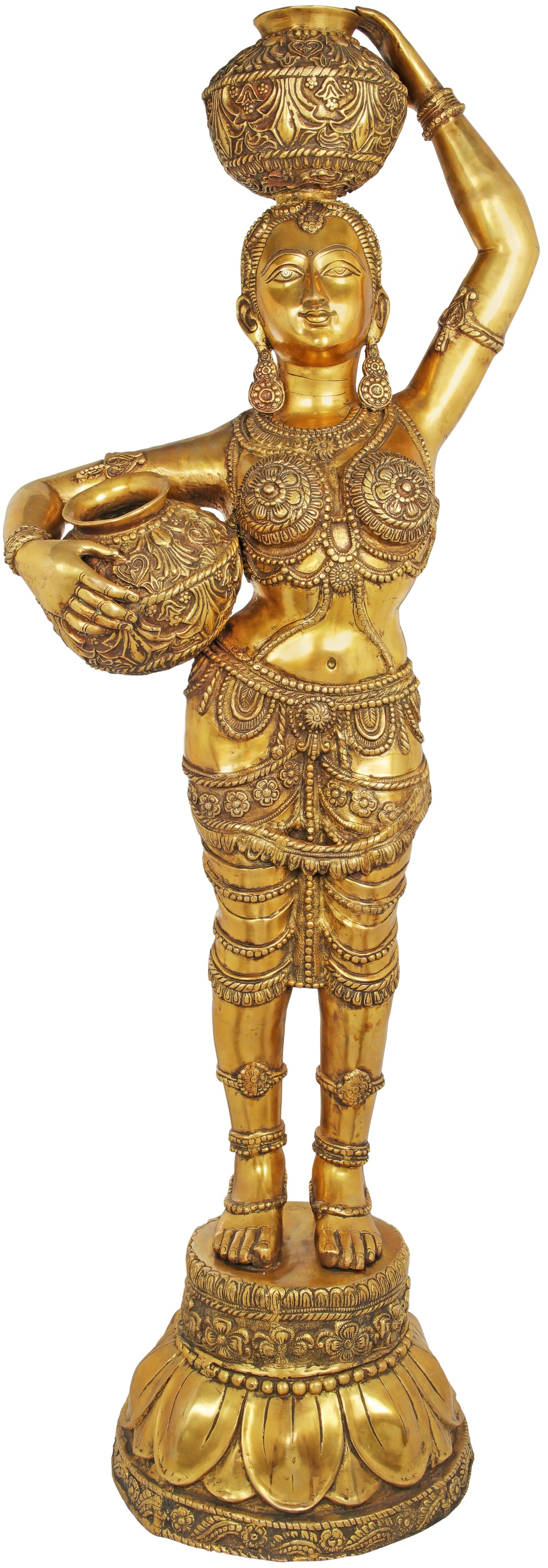 63" The Vrindavan Milkmaid in Brass | Handmade | Made in India