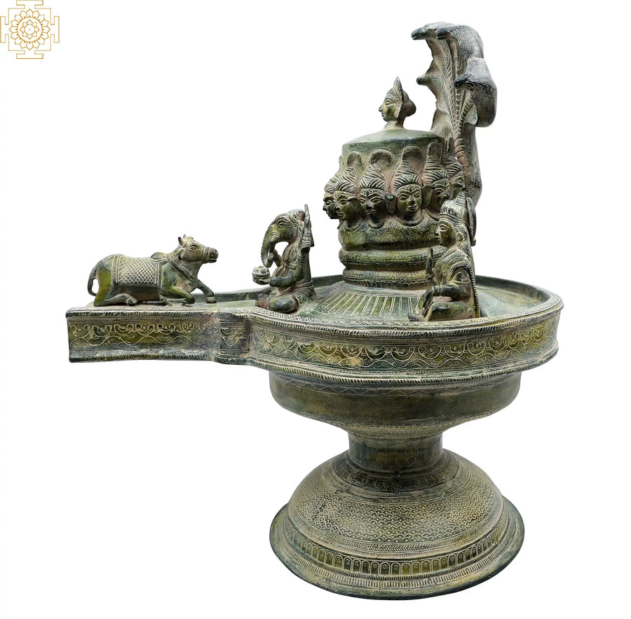 20" Shiva Linga with Family Brass Statue for Pooja