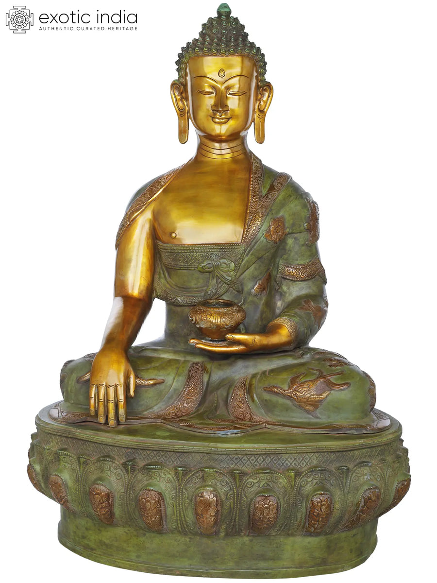 32" Lord Buddha Bhumisparsha Mudra Handmade Brass Idol