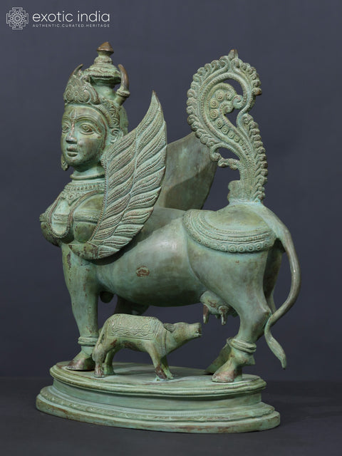 16" Superfine Statue of Kamadhenu, The Wish-Fulfilling Divine Cow In Brass | Handmade | Made In India