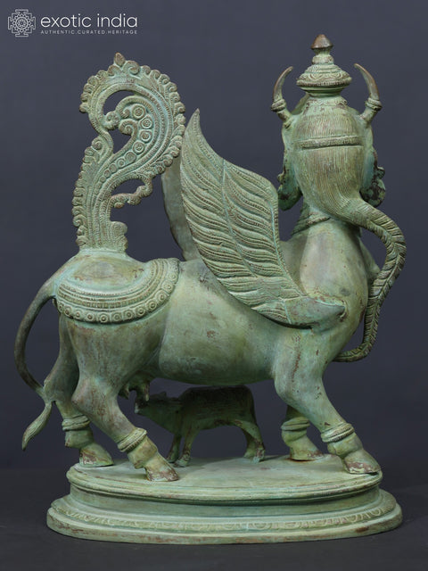 16" Superfine Statue of Kamadhenu, The Wish-Fulfilling Divine Cow In Brass | Handmade | Made In India