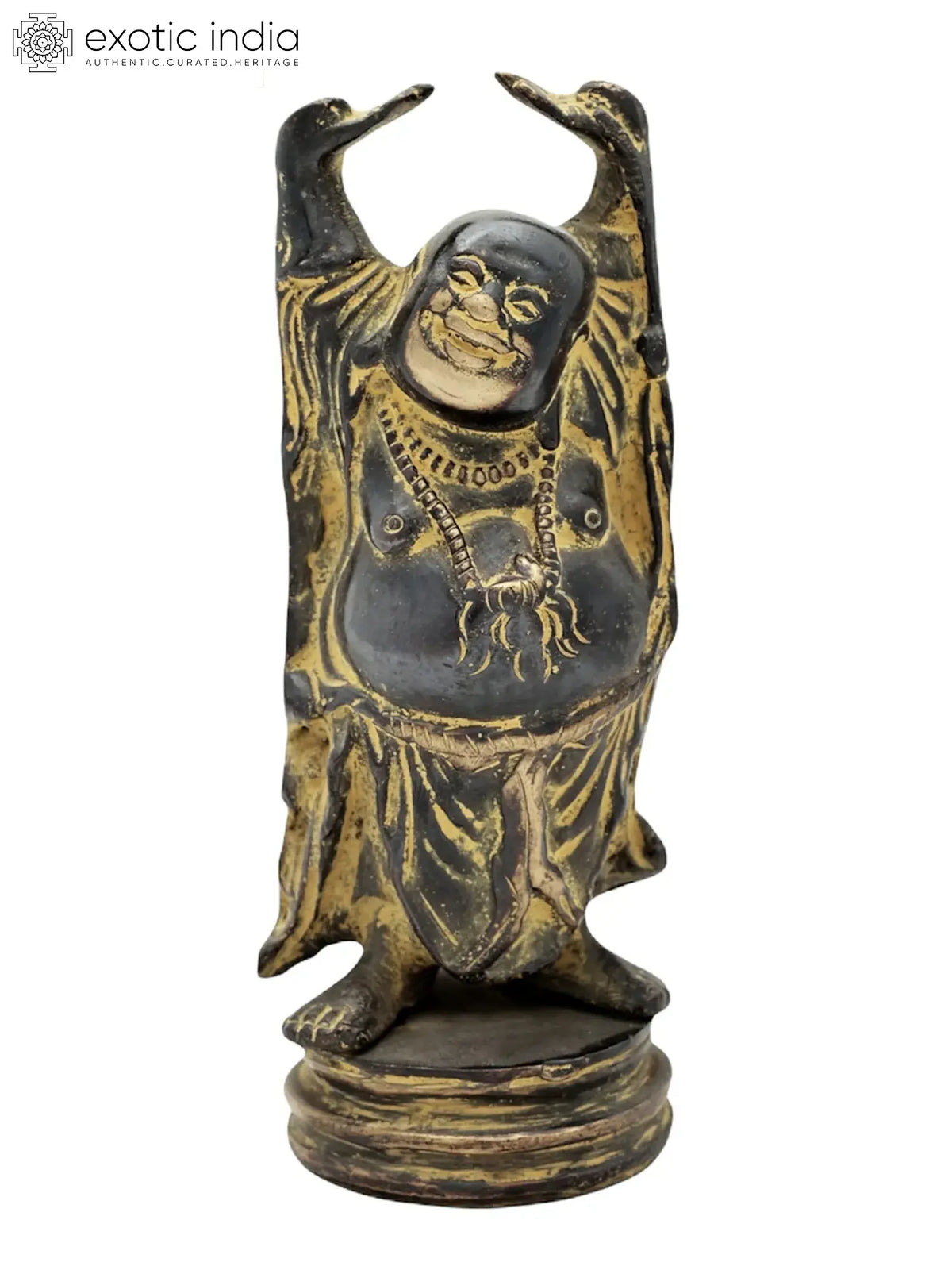 6" Laughing Buddha Brass Statue | Handmade Tibetan Buddhist Idols