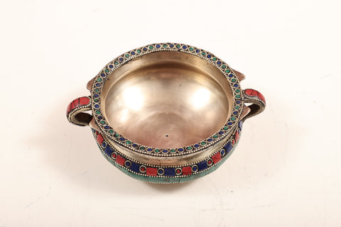 Brass Urli Bowl with Intricate Inlay Work