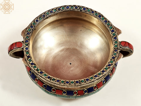 Brass Urli Bowl with Intricate Inlay Work