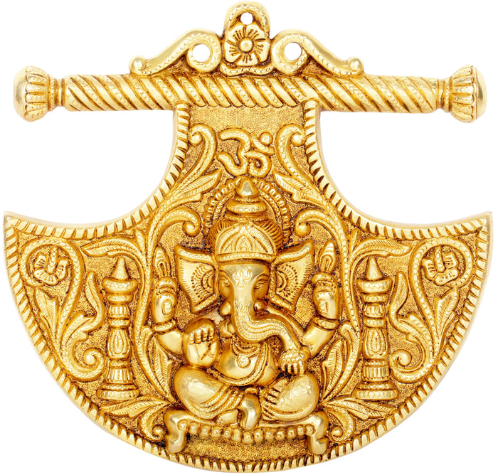 10" Brass Ganesha Wall Hanging Fan Handmade