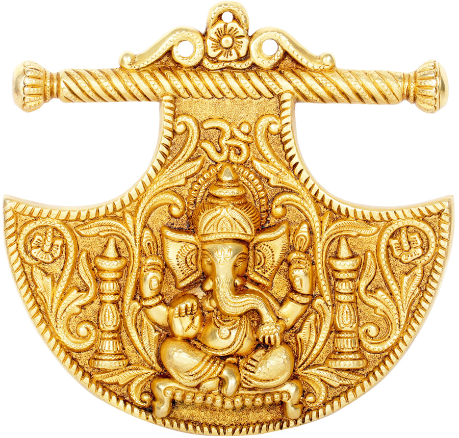 10" Brass Ganesha Wall Hanging Fan Handmade