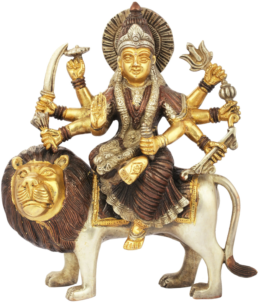 9" Sheran Waali Mata Durga Brass Handmade Idol
