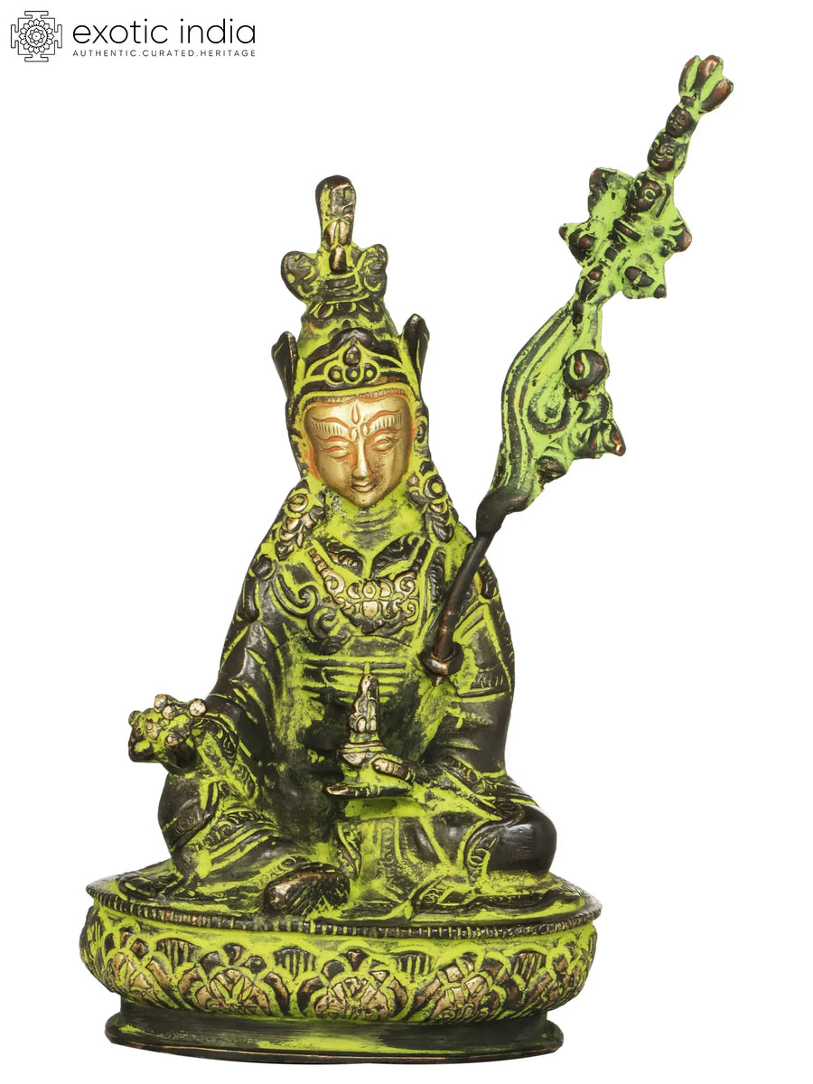 6" Brass Guru Padmasambhava Statue - Handmade Tibetan Buddhist Idol