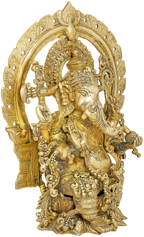 18" Kamalasana Shri Ganesha In Brass | Handmade | Made In India