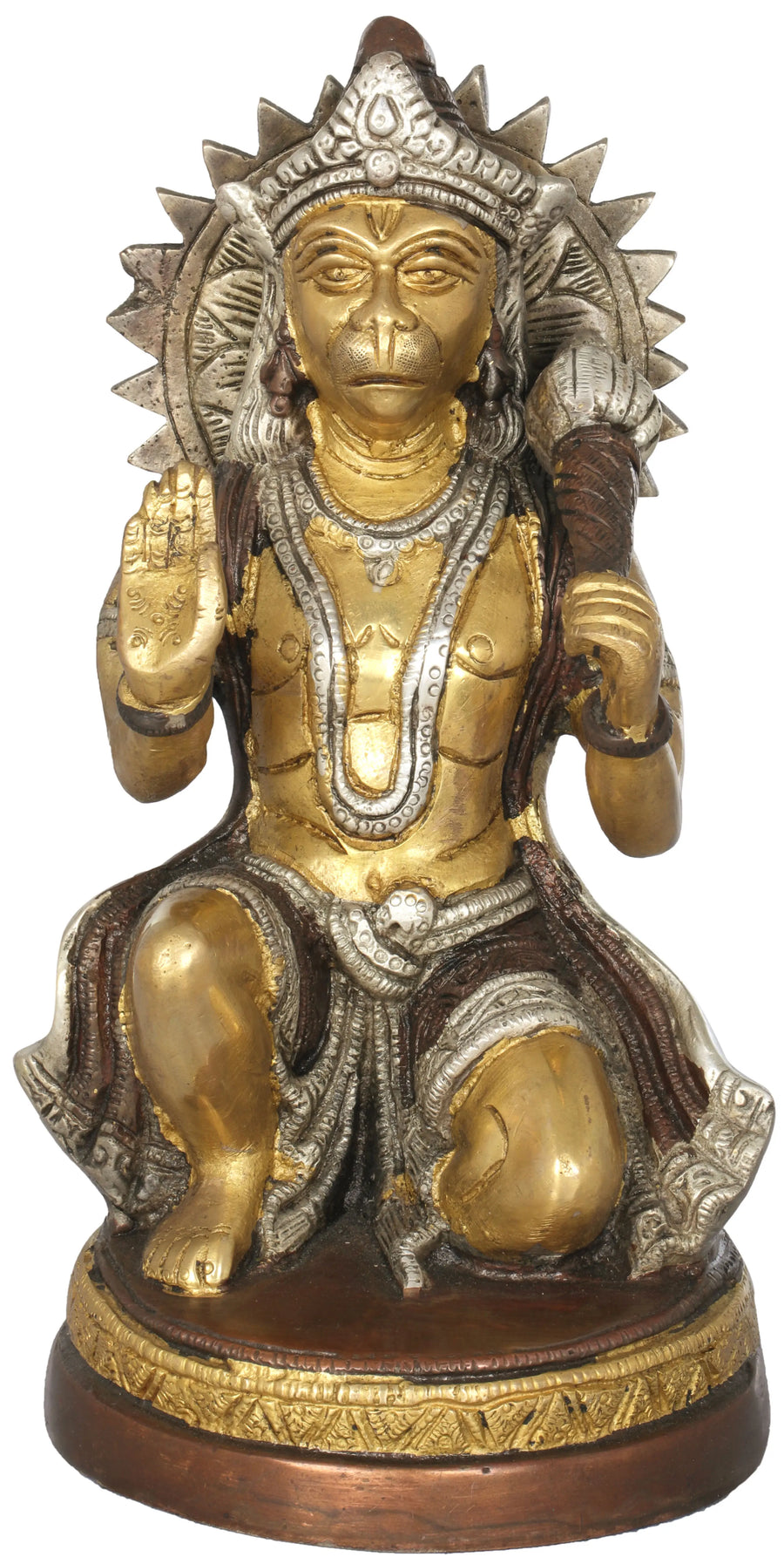 9" Sankat Mochan Hanuman Brass Idol Handcrafted
