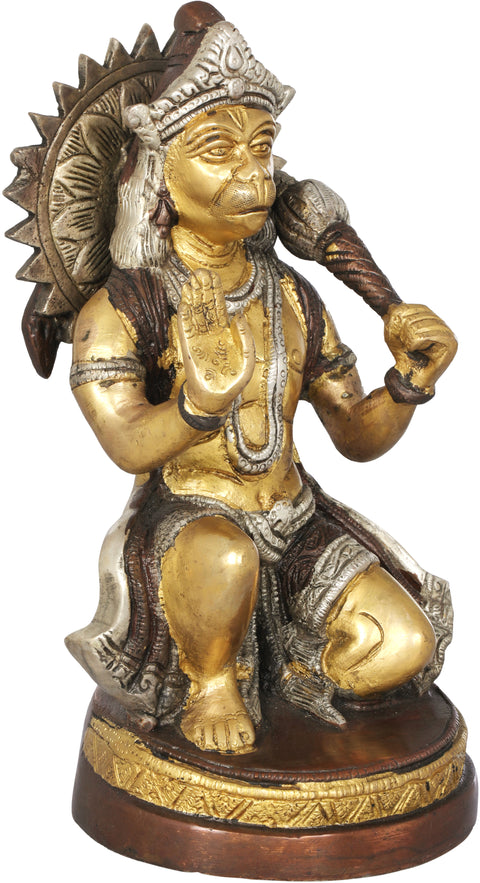 9" Sankat Mochan Hanuman Idol in Brass | Handcrafted Divine Statue