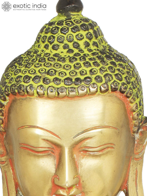 11" Tibetan Buddhist Lord Buddha in Bhumisparsha Mudra Wearing a Carved Robe In Brass | Handmade | Made In India