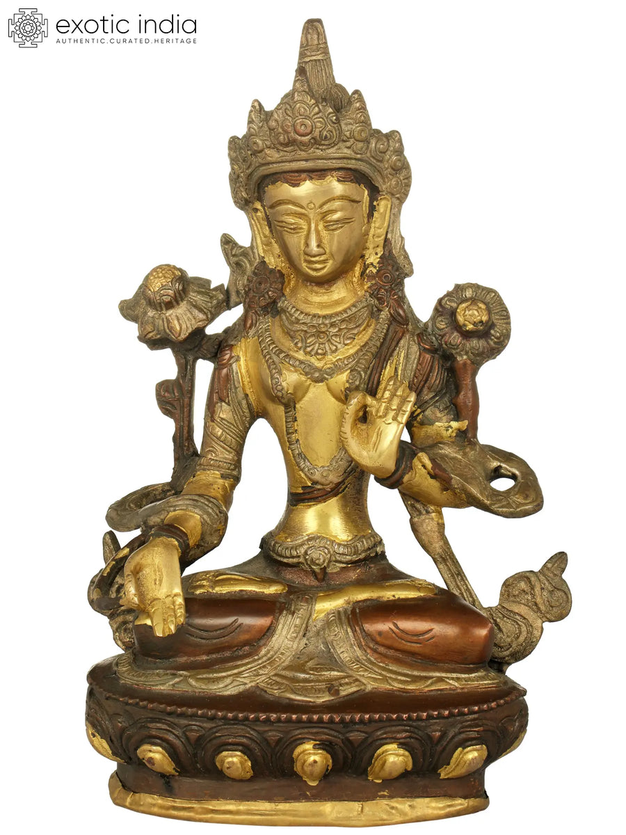 8" White Tara Tibetan Buddhist Brass Statue Handmade