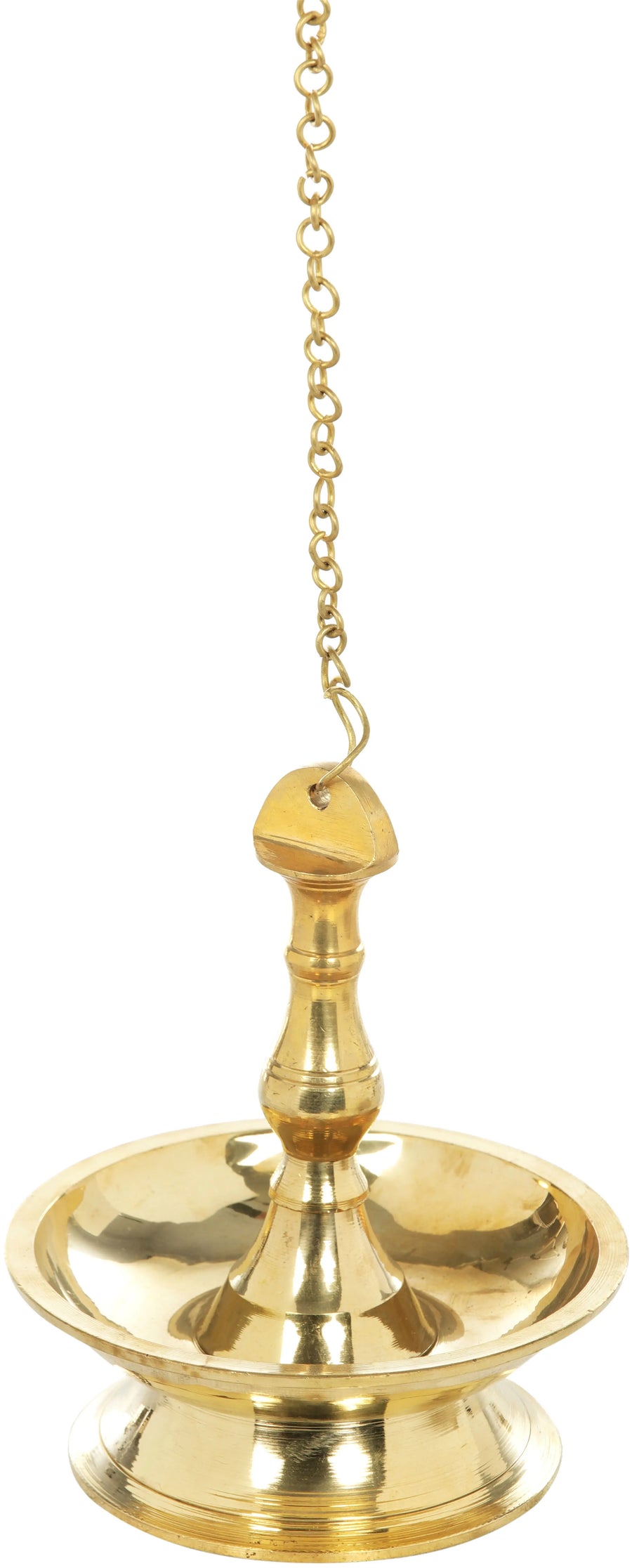 8" Handmade South Indian Brass Puja Lamp