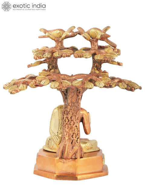 9" Lord Buddha Preaching Under The Bodhi Tree (Tibetan Buddhist) In Brass | Handmade | Made In India