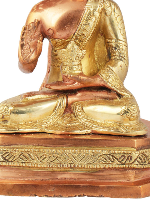 9" Lord Buddha Preaching Under The Bodhi Tree (Tibetan Buddhist) In Brass | Handmade | Made In India