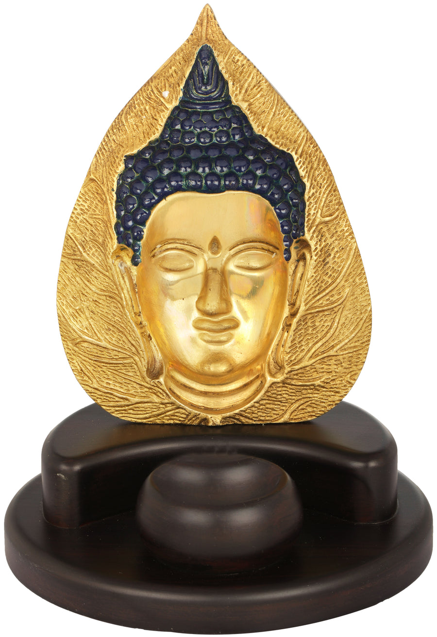 Pipal Leaf Buddha Brass Candle Holder - Tibetan Buddhist