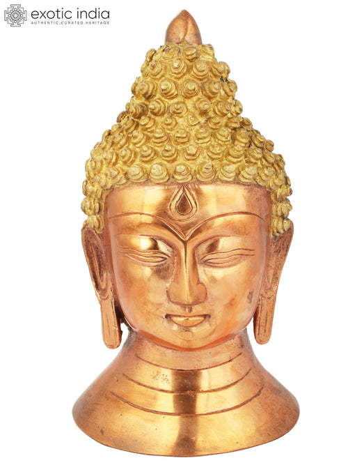 8" Handmade Tibetan Buddhist Lord Buddha Head Brass Statue