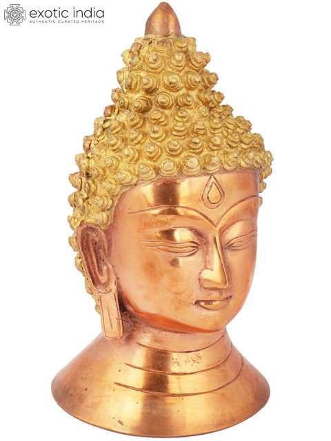 8" Lord Buddha Head - Tibetan Buddhist In Brass | Handmade | Made In India