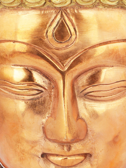 8" Lord Buddha Head - Tibetan Buddhist In Brass | Handmade | Made In India