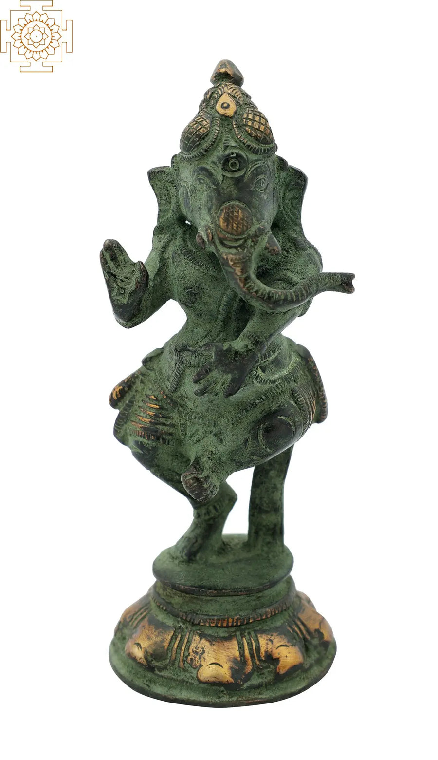 4" Dancing Ganesha Brass Statue Handmade