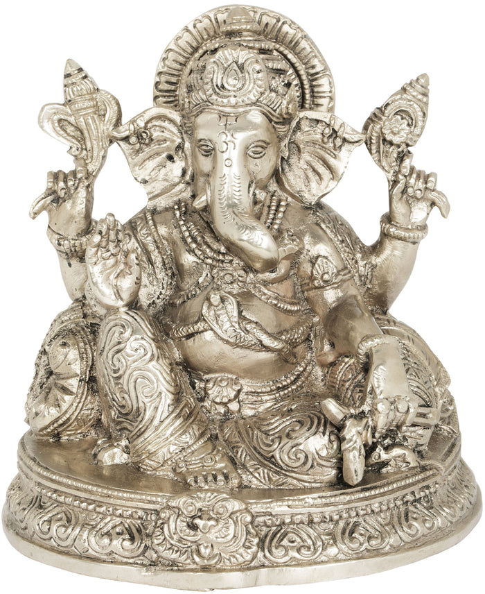 6" Handmade Ganesha Brass Idol for Pooja
